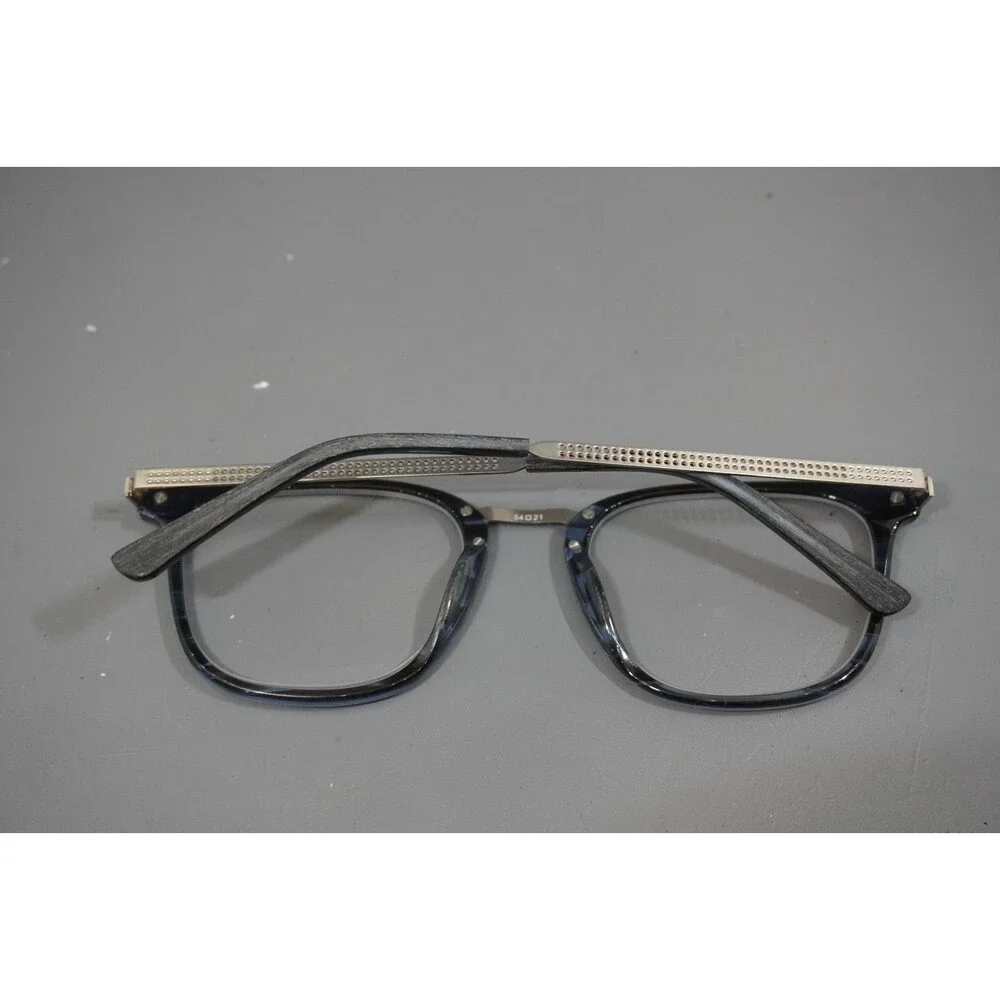 Rickey Smiley Eyewear RS 114 Blue Eyeglasses Frame Matte Faux Wood 54-21-145